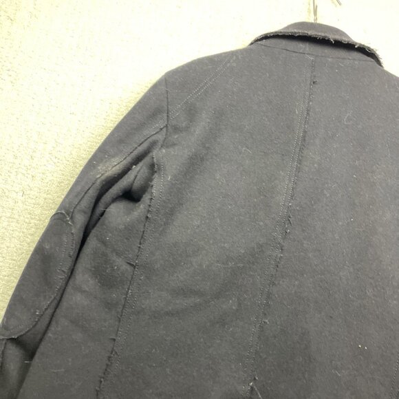 Guess Men’s XL Double Breasted Pea Coat Button-Up Black/Blue Reverse Stiches *** - Picture 15 of 16